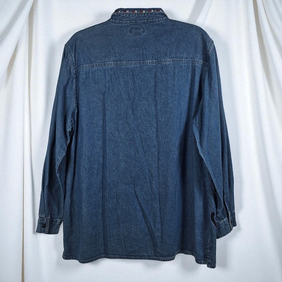 Bobbie Brooks Denim‎ Button Up Shirt Woman XL Cat Applique Embellished Collar - Picture 2 of 10